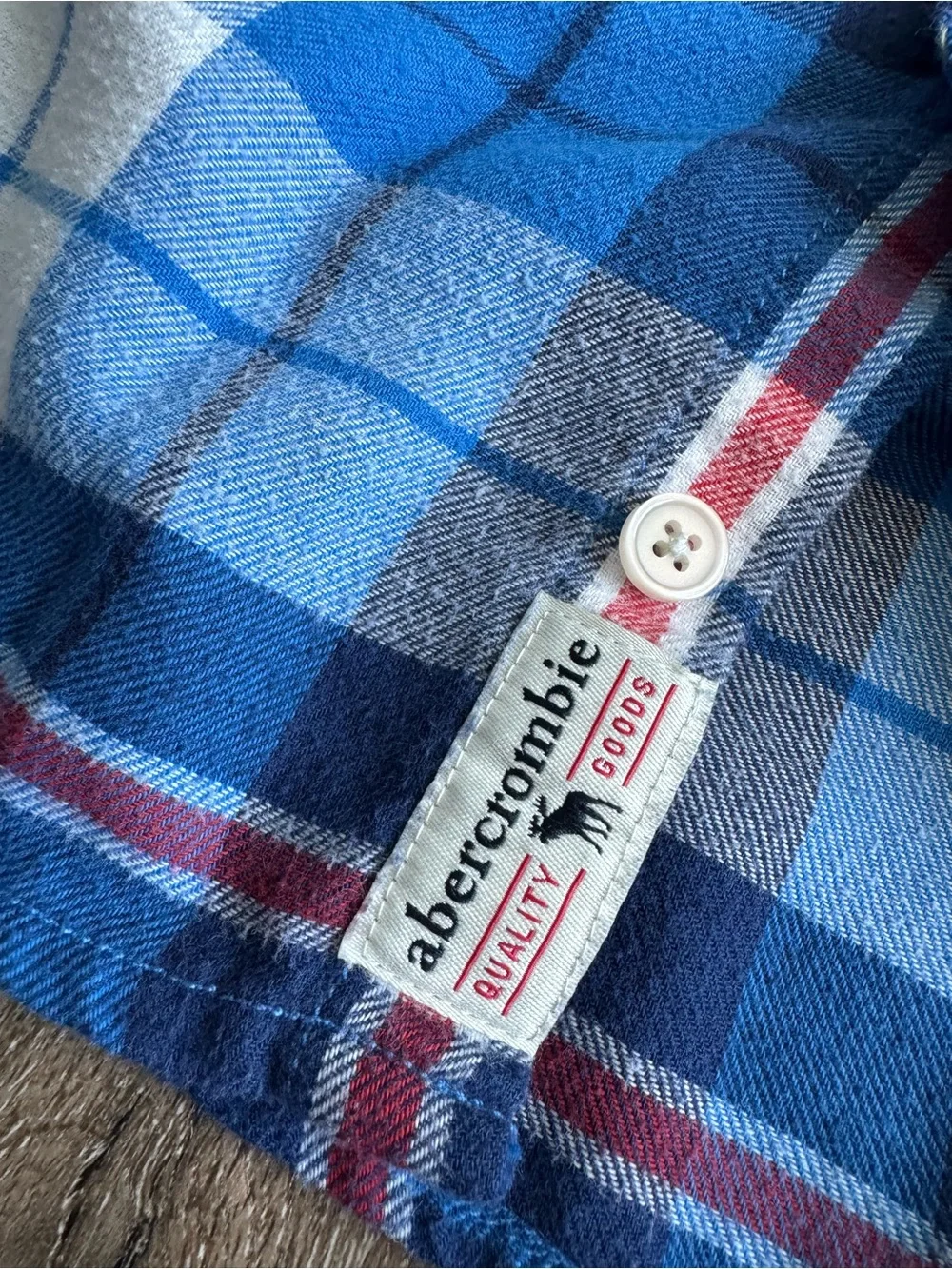 Abercrombie & Fitch Blue White Red Plaid Flannel Shirt Boys Size 7/8